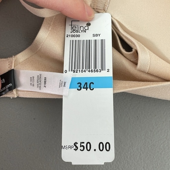 Felina Joslyn Bra Women's 34C Tan NWT Minimalist Smoothing - Picture 12 of 12